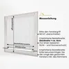 Diagram showing how to measure a window for a blind, with text instructions. Produktbild-Vorschau