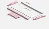 A collection of pink and gray keyboard components arranged on a white background. Produktbild-Vorschau