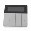 A smart thermostat with an LCD screen and three buttons. Produktbild-Vorschau