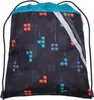 A drawstring backpack with a Tetris-like block pattern. Produktbild-Vorschau