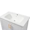A close-up view of a white ceramic sink and the top of a white vanity cabinet with gold handles. Náhľad obrázku produktu