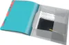 An open folder with internal pockets and dividers, containing a notebook and a pencil. Podgląd zdjęcia produktu