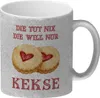 Kekse Glitzer-Kaffeebecher mit Spruch Die tut nix die will Produktbild-Vorschau 1