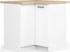 A corner kitchen cabinet with a wooden countertop and a black handle. Náhľad obrázku produktu