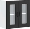 A black cabinet with glass doors and white interior, isolated on a white background. Voir les images du produit