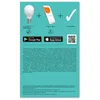 A marketing image showing a light bulb, a smartphone displaying an app, and icons representing app stores and smart home connectivity. Produktbild-Vorschau