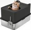 PawHut Bac à litière pour chat XXL en acier inoxydable, 65L Voir les images du produit 1