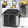 A collage of images showing a deep fryer and its features, with the main product image centered. Produktbild-Vorschau