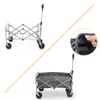 A collage showing a foldable wagon in two different states: folded and unfolded, with a close-up of the handle. Produktbild-Vorschau