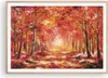Gerahmtes Poster - Rahmen in heller Eiche - Herbst Wald Rot Produktbild-Vorschau 1