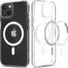 A clear phone case with a magnetic ring for MagSafe charging is shown. Produktbild-Vorschau
