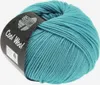 A ball of teal-colored yarn on a white background. Produktbild-Vorschau