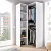 An open corner wardrobe with clothes and accessories displayed. Produktbild-Vorschau