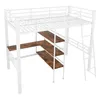 A white metal loft bed with a wooden desk and shelves underneath, shown against a white background. Anteprima dell’immagine prodotto