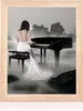 A woman in a white dress plays a piano in a misty, rocky landscape. Produktbild-Vorschau