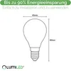Diagram showing the dimensions of a light bulb with text overlays. Produktbild-Vorschau