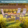 A patio table and chairs set in a garden setting with drinks on the table. Produktbild-Vorschau