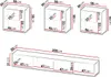 Diagrams showing the dimensions of modular furniture components. Produktbild-Vorschau