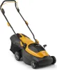 A yellow and black electric lawnmower is shown against a white background. Produktbild-Vorschau