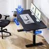 An adjustable height desk with two monitors, a keyboard, and a mouse. Náhled obrázku produktu
