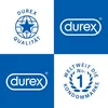 A collage of four Durex logos and marketing graphics on white and blue backgrounds. Voir les images du produit