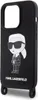 A black iPhone case with a Karl Lagerfeld cartoon character and logo. Anteprima dell’immagine prodotto