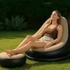 Fotel ogrodowy dmuchany z podnóżkiem beżowy leżak plażowy Podgląd zdjęcia produktu 9