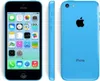 A blue Apple iPhone 5C is shown from the front, side, and back. Produktbild-Vorschau