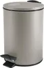 A taupe colored trash can with a black pedal and lid. Anteprima dell’immagine prodotto