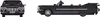 Front and side views of a black Lego car model. Produktbild-Vorschau