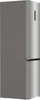 A silver and gray refrigerator is shown from a three-quarter angle. Produktbild-Vorschau