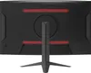 The back of a black gaming monitor with red LED lighting accents and a stand. Náhled obrázku produktu