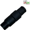 A black vacuum cleaner adapter on a white background with a logo in the top right corner. Produktbild-Vorschau