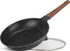 A frying pan with a wooden handle and a glass lid is shown against a white background. Produktbild-Vorschau