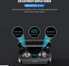 A pair of wireless earbuds in their charging case, with diagrams showing battery levels. Produktbild-Vorschau