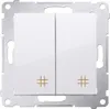 A white double light switch with gold hash markings on a white background. Náhľad obrázku produktu