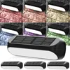 A collage of solar wall lights in different colors, with a main product shot and smaller examples. Produktbild-Vorschau