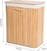 Grote Bamboe Wasmand 2 vakken met Deksel & stoffen Waszak - Productafbeelding-voorbeeld 4