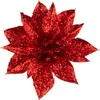 A single red glitter poinsettia flower decoration. Produktbild-Vorschau