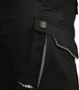 A close-up view of the side pocket and logo on a pair of black work pants. Produktbild-Vorschau