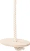 A wooden disc swing with a thick rope, isolated on a white background. Podgląd zdjęcia produktu