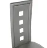 Close-up of the back of a gray chair with square cutouts. Voir les images du produit