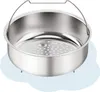 A stainless steel steamer basket with a handle, resting on a light blue cloud-like shape. Náhľad obrázku produktu