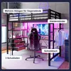 A loft bed with a desk and storage, set up in a room with gaming-themed decor and LED lighting. Náhled obrázku produktu