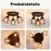 Deckenlampe Retro Drehbar, Deckenleuchte mit 3 LED-Birne Produktbild-Vorschau 4