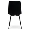A black upholstered dining chair viewed from the back, with thin black metal legs. Podgląd zdjęcia produktu