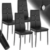 Four black dining chairs are arranged in a group on a white and gray background. Produktbild-Vorschau