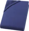 A folded dark blue fitted sheet. Produktbild-Vorschau