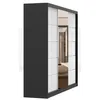 A wardrobe with mirrored doors, reflecting a bedroom interior. Produktbild-Vorschau