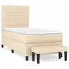 Boxspringbett mit Matratze Creme 90x200 cm Stoff Produktbild-Vorschau 1